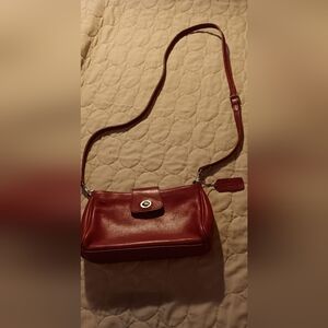 Coach Deep Red Leather Shoulder Bag